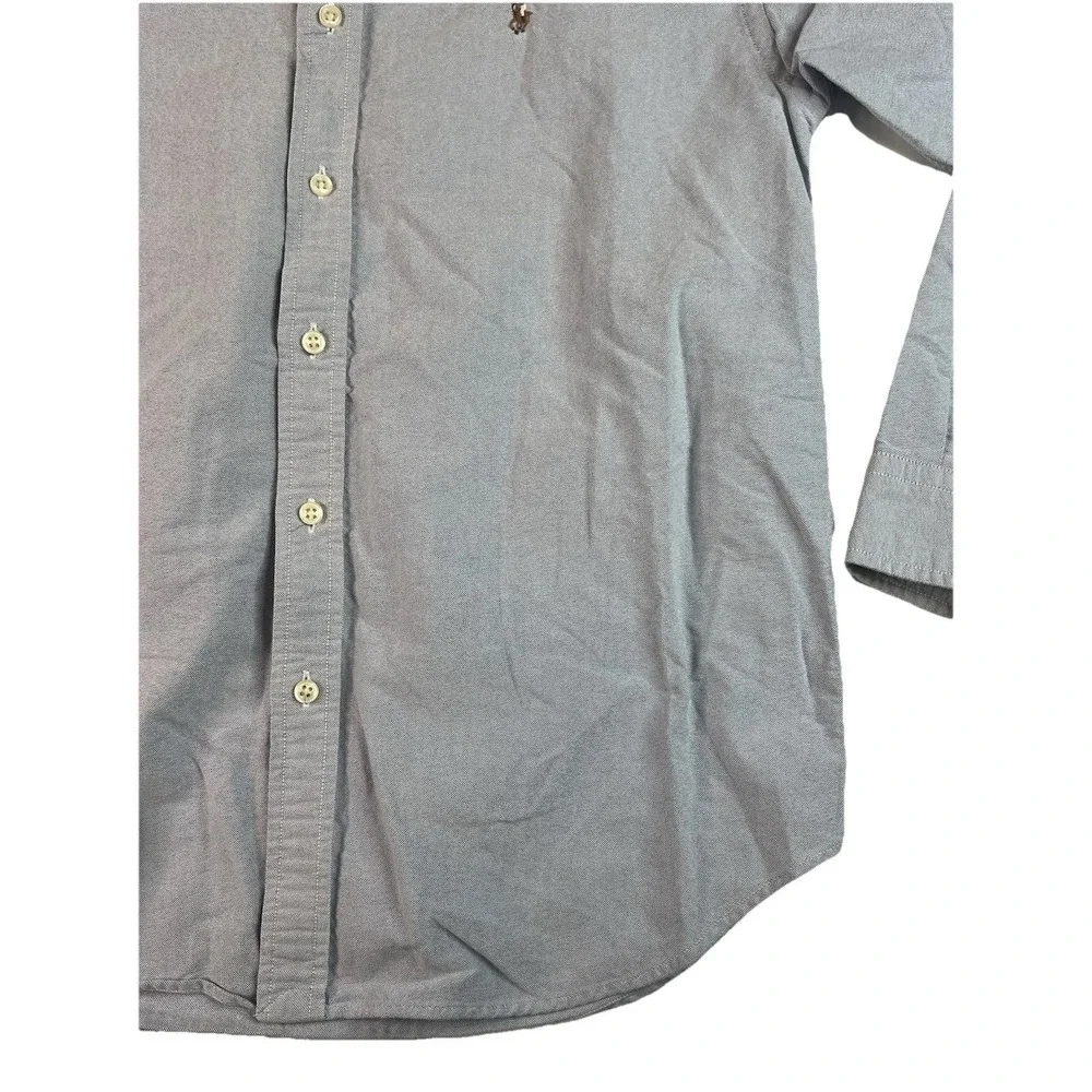 Ralph Lauren Boys Button Down Long Sleeve Shirt Flesh Pony Size 16 Blue
